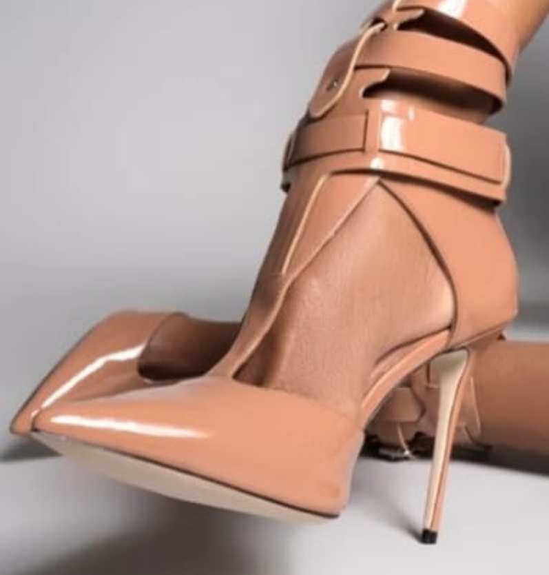 Beige Buckled Ankle-strap